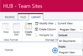 library tab – current view drop-down – modify view