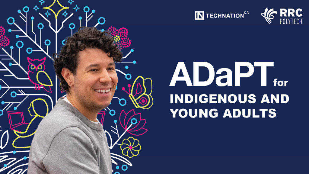 ADaPT for Indigenous and Young Adults graphic with young Indigenous person smiling