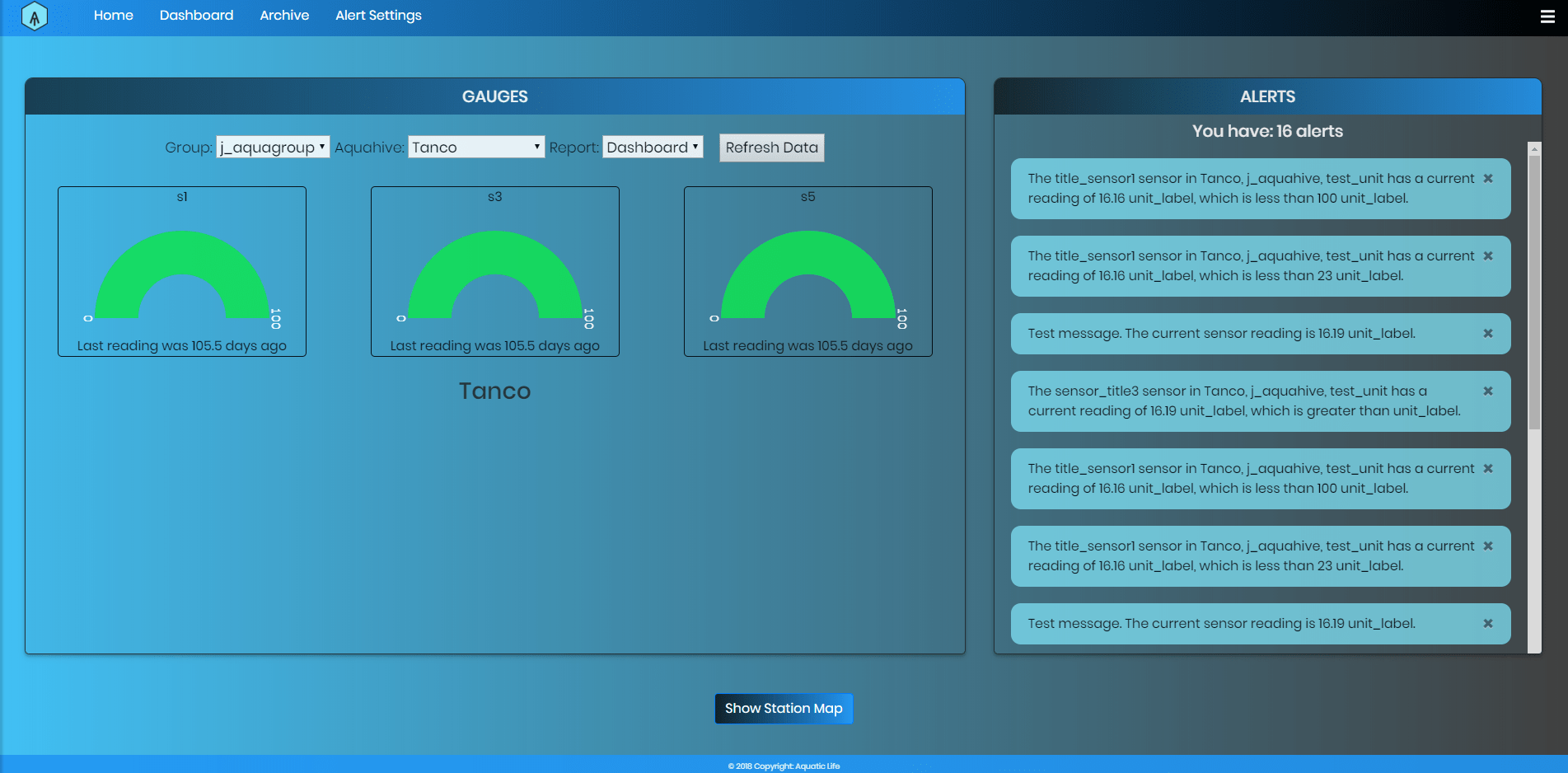 Aquatic Life - Dashboard Page