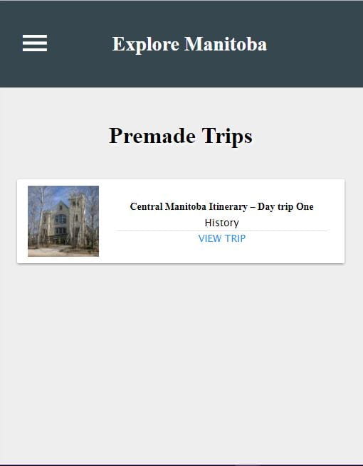 Eclectic - Explore Manitoba Premade Trips Page on Mobile