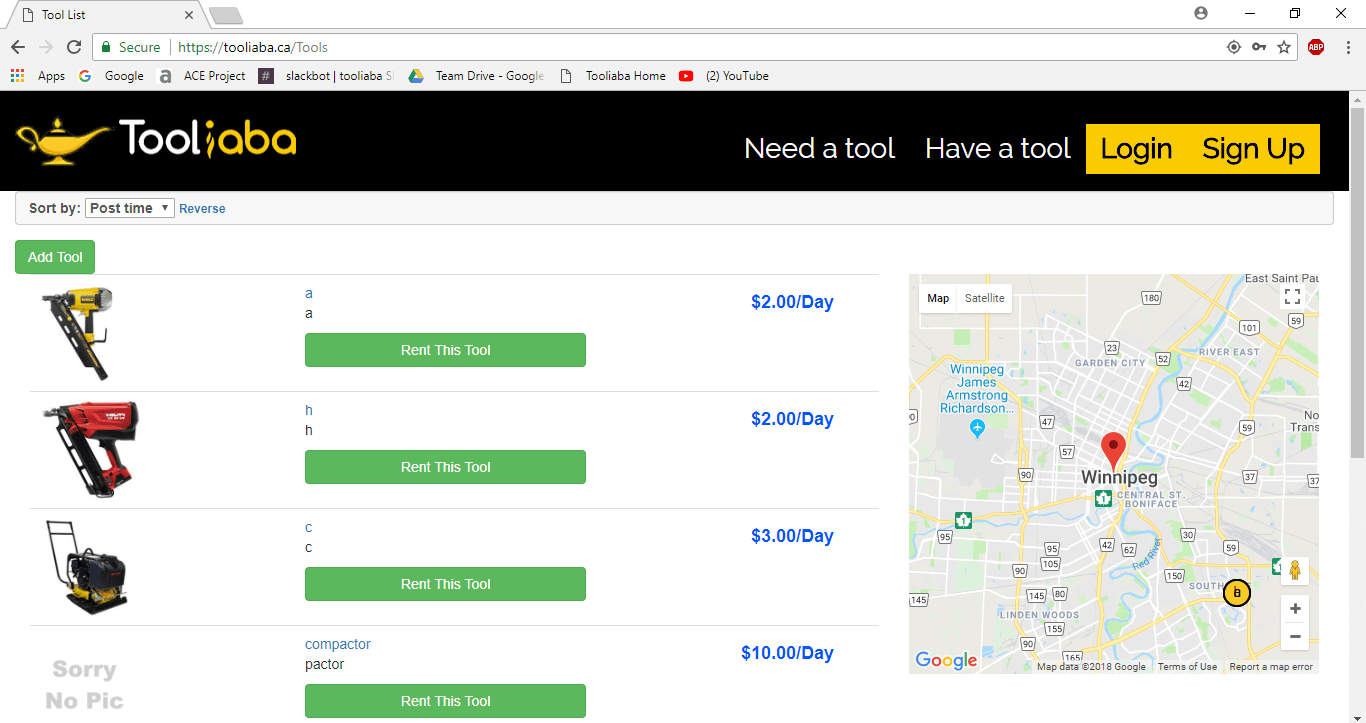 Tooliaba site Tool Search Page