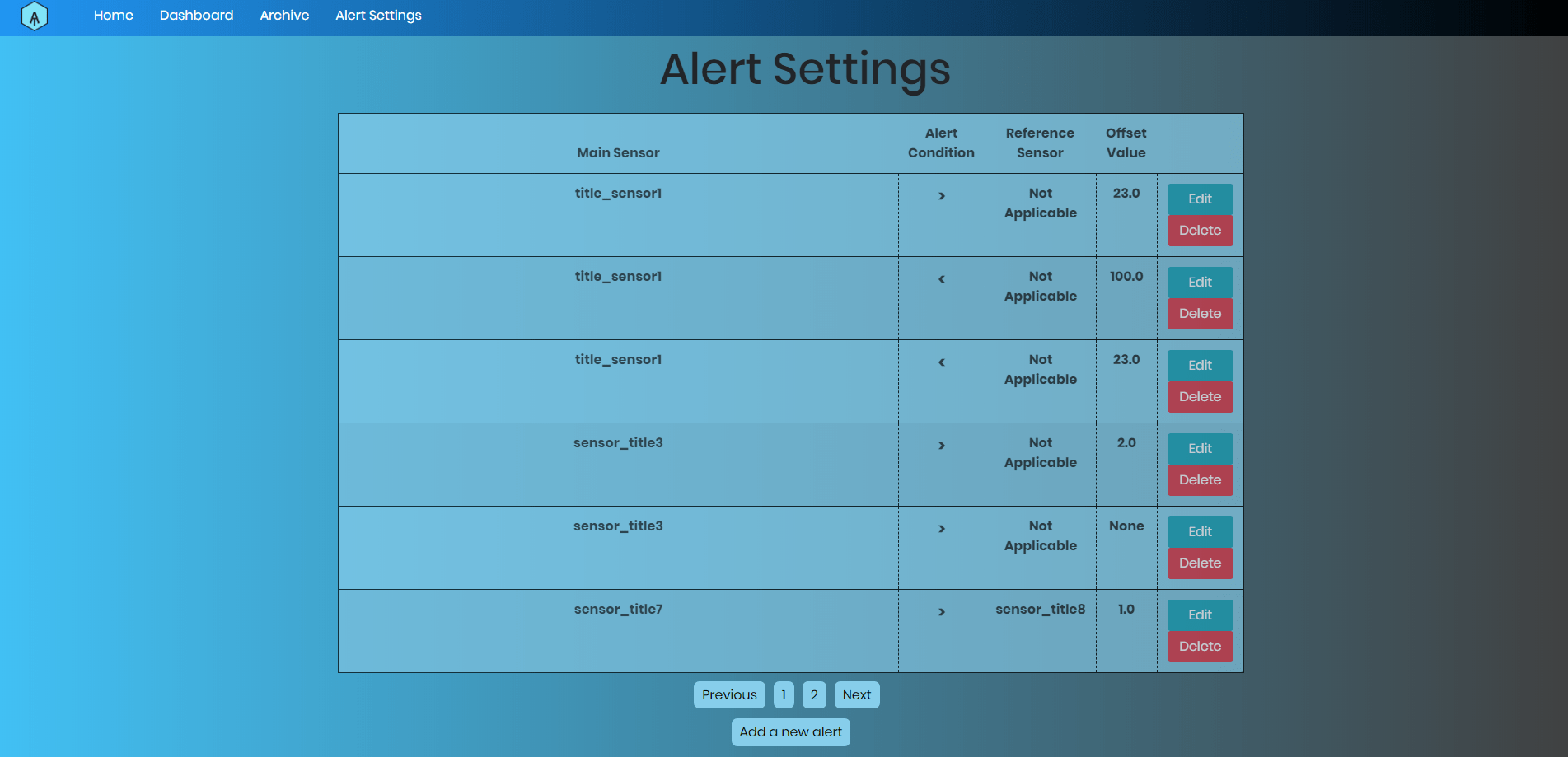 Aquatic Life - Alert Settings Page