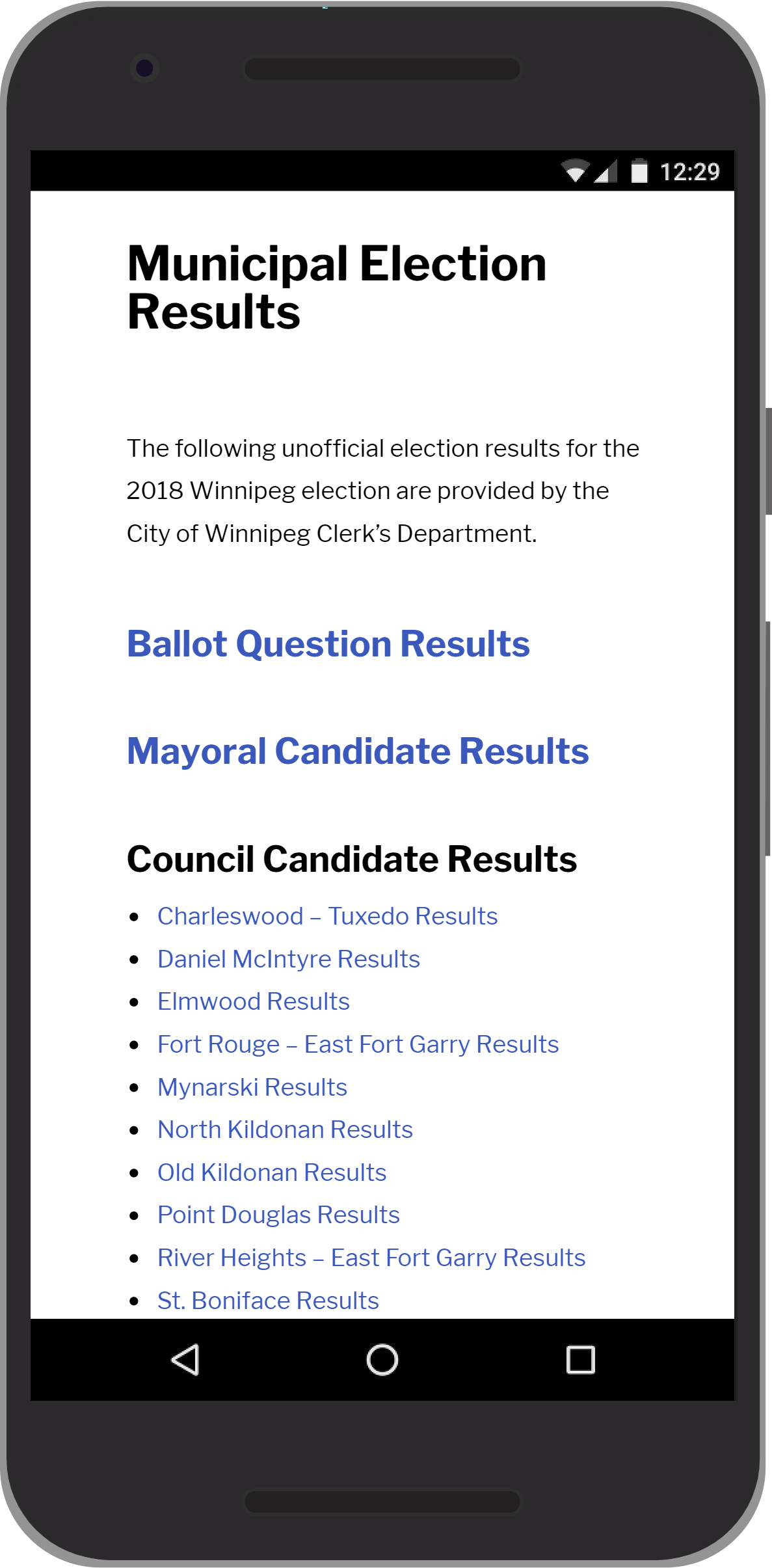 Winnipeg Election - Election Results Mobile