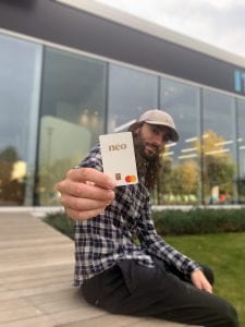 Martin Bshouty holding Neo card