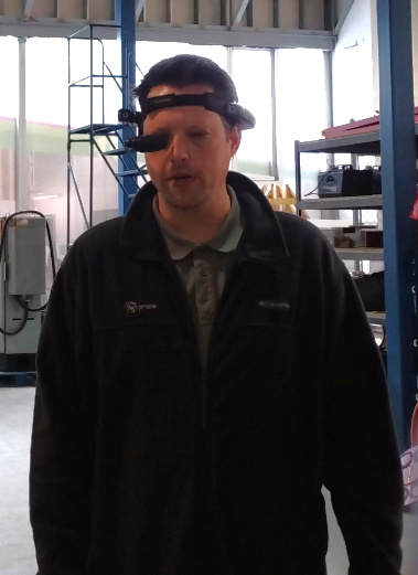 a researcher in AR headset