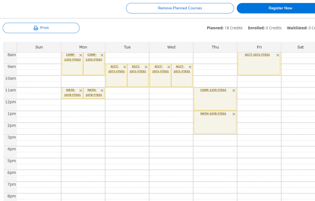 Plan and schedule all term courses before searching for and adding COMM-1173 to your schedule.