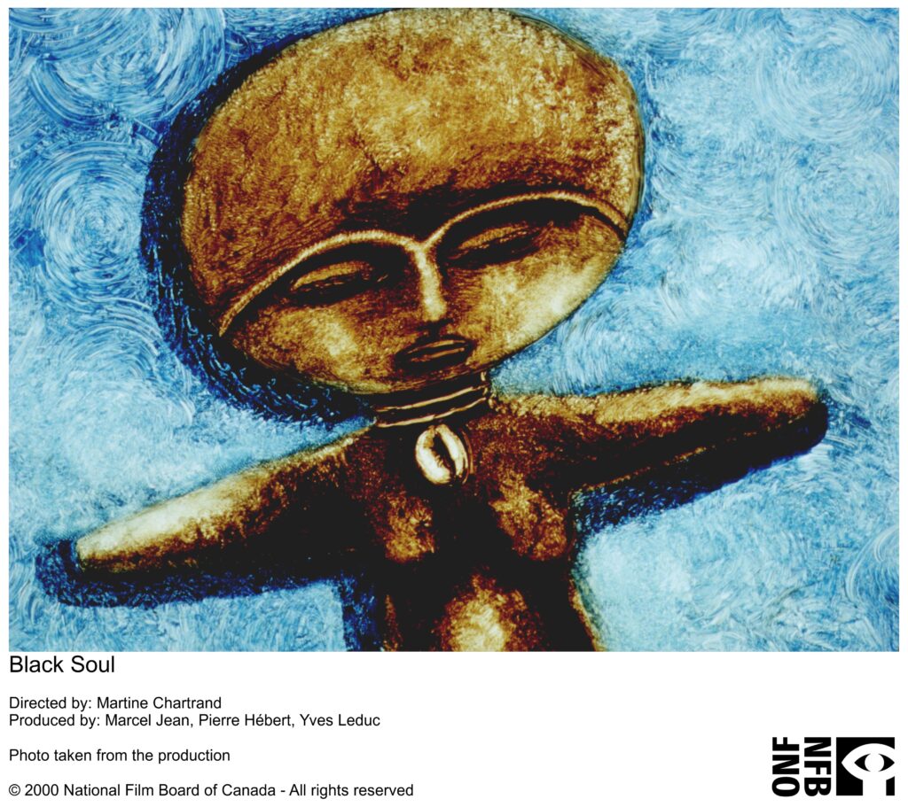 Stylized illustration of a figure with outstretched arms against a swirling blue background.