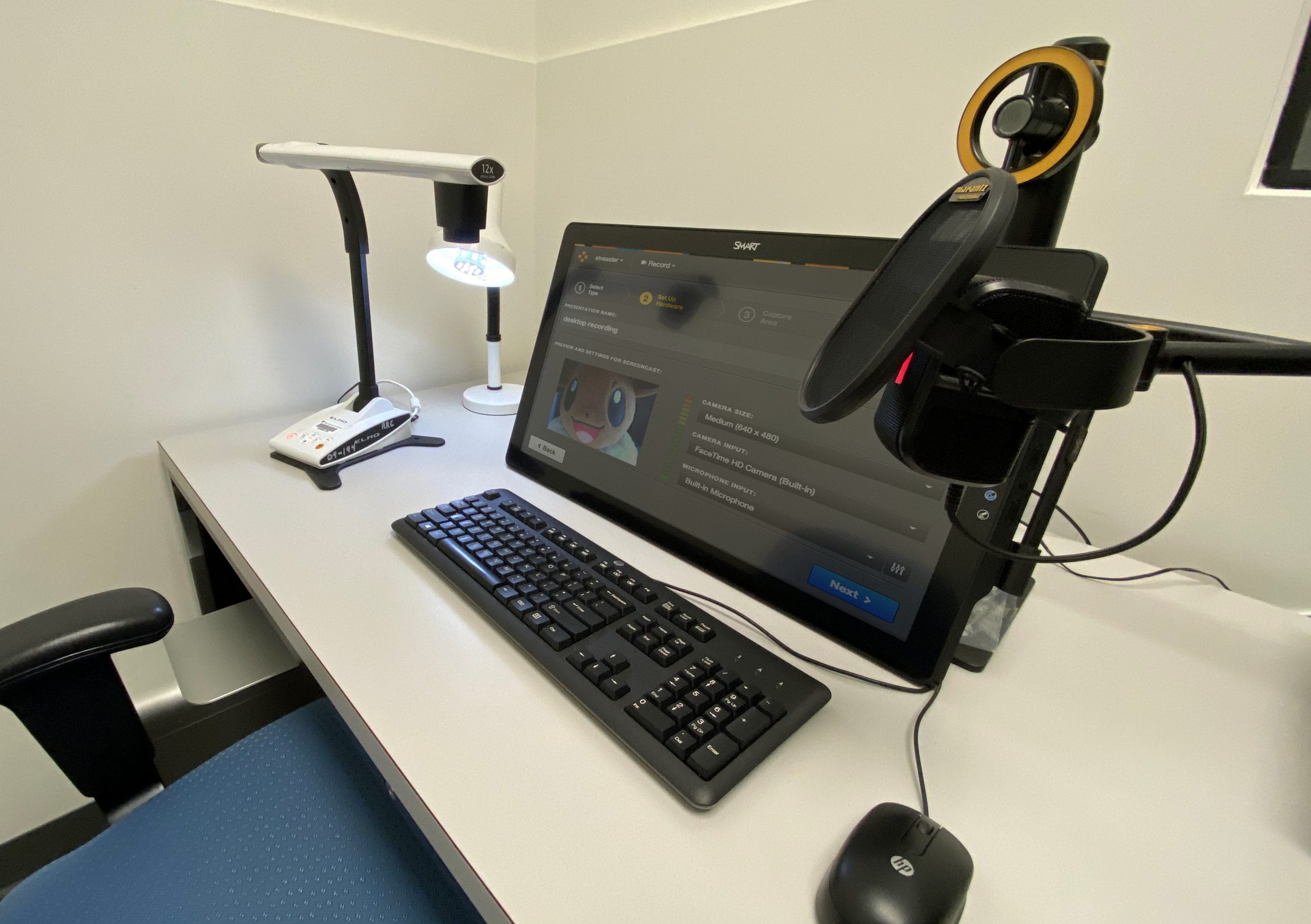 The mini recording studio in Emerging Media is available for desktop recording.