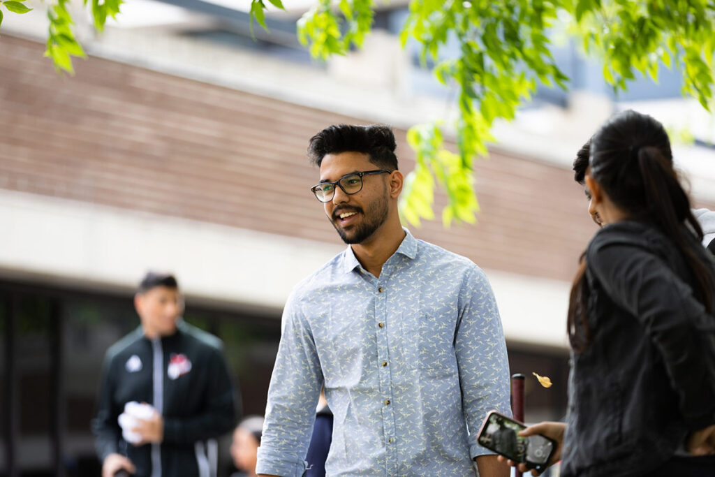 Students outside in a courtyard