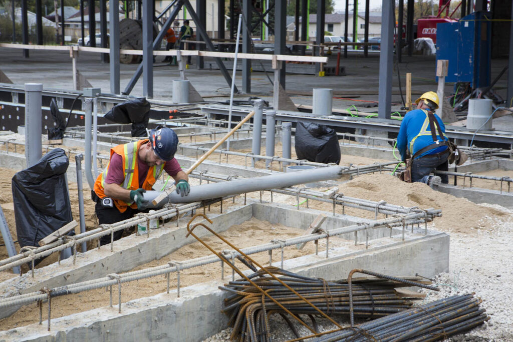 Construction workers working at a construction site