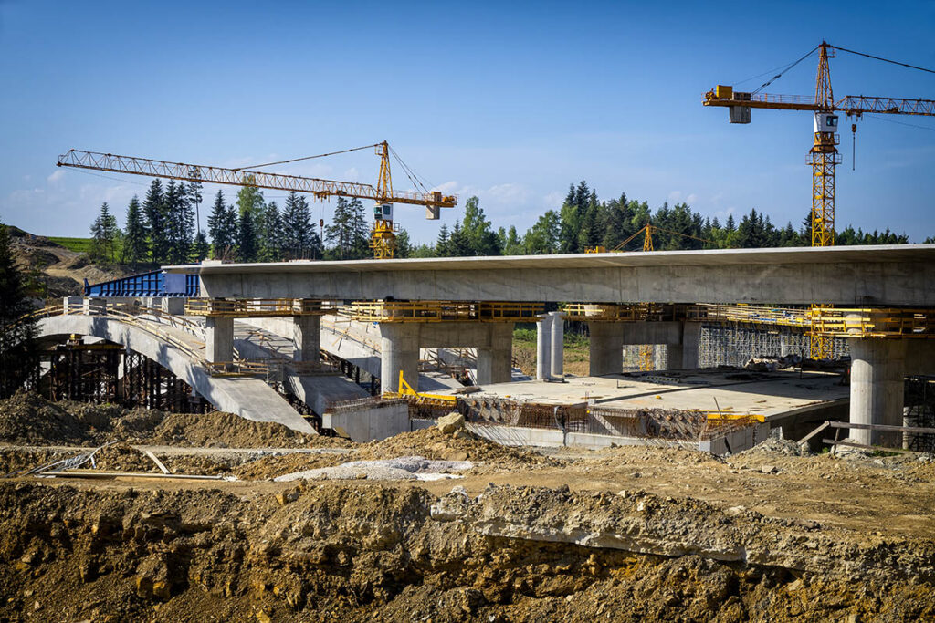 Construction site for a new bridge being built