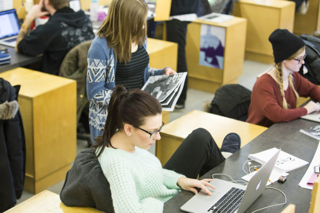 Design students in a studio