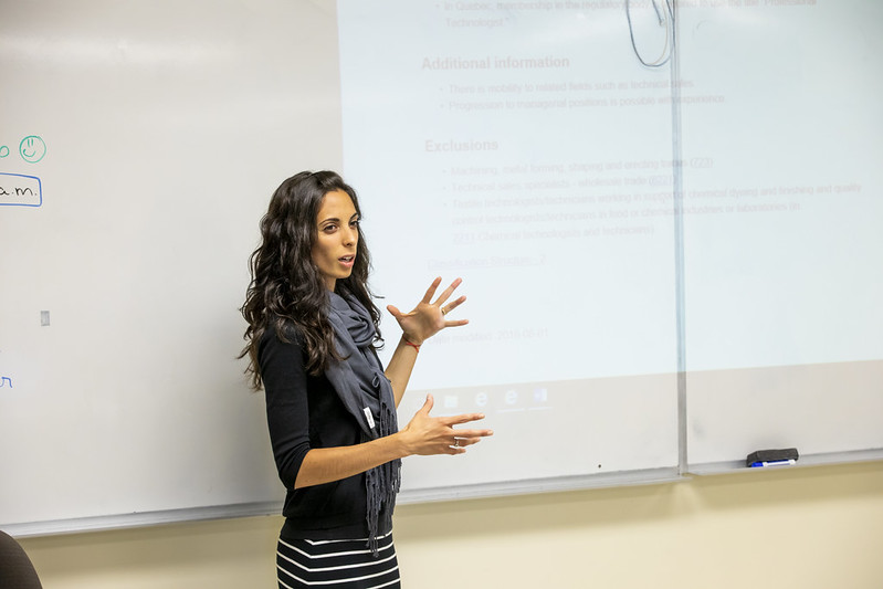 Teacher talking to class