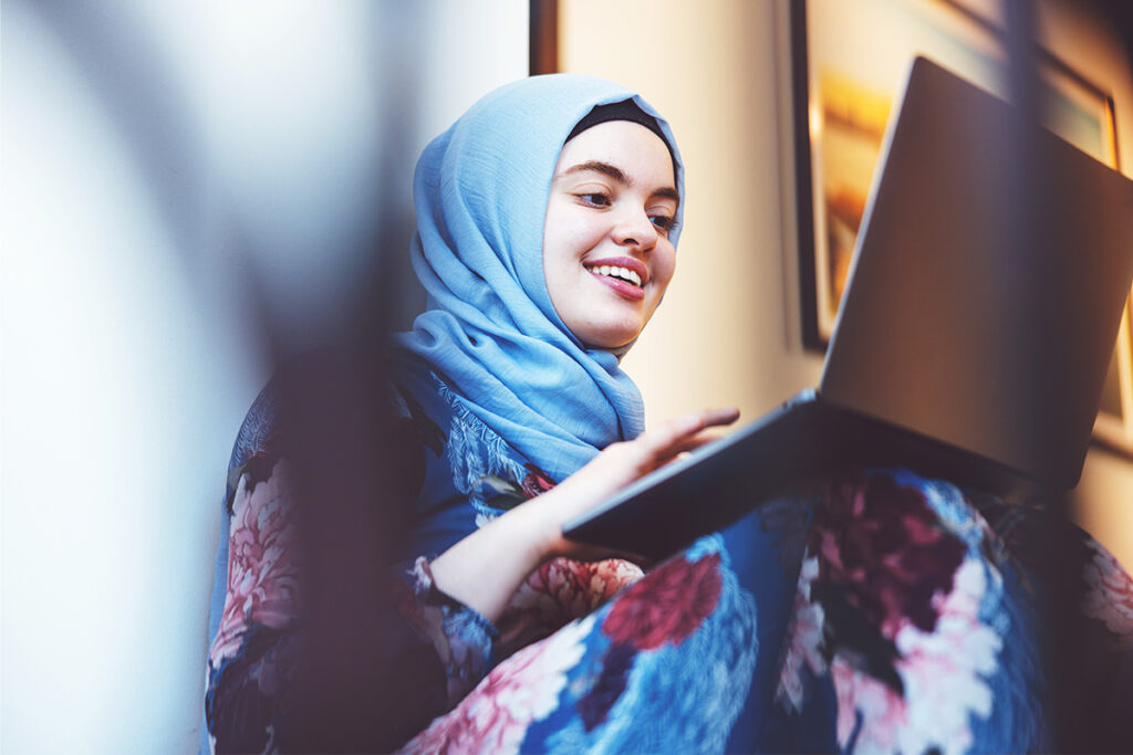 Woman using a laptop