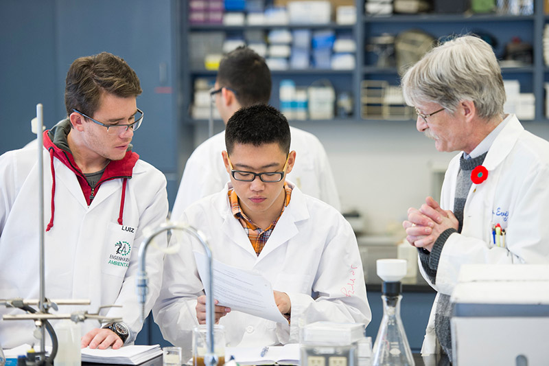 Students and teacher in a laboratory