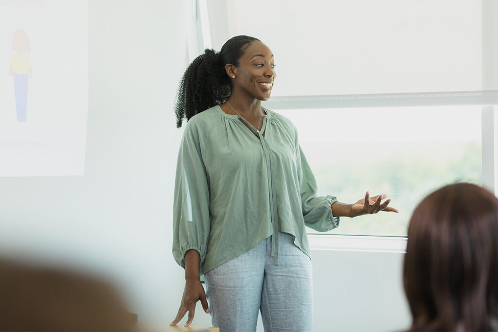 Woman giving a presentation