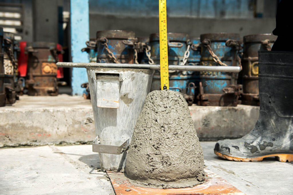 Engineer testing concrete sample