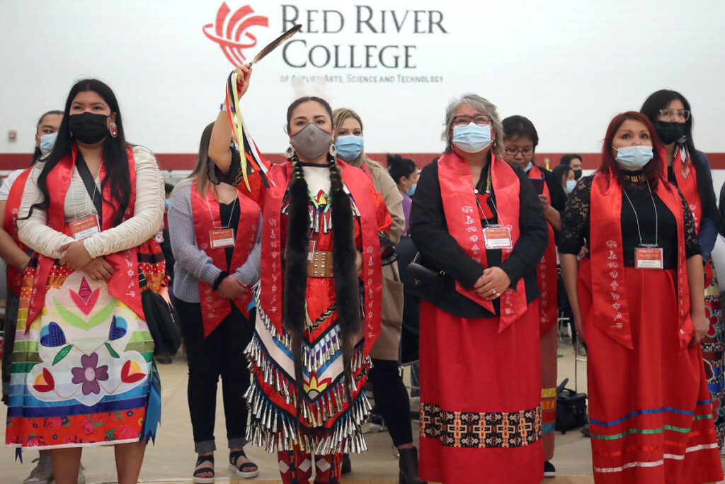 Students at the annual graduation Pow Wow