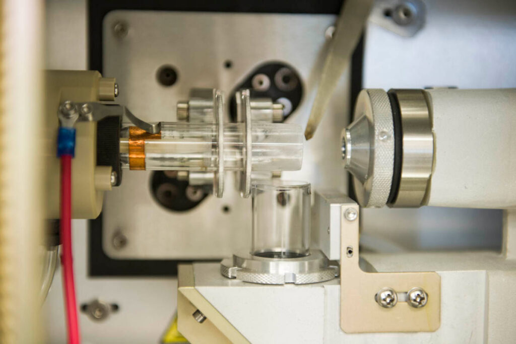 Close up photo of a pharmaceutical manufacturing machine