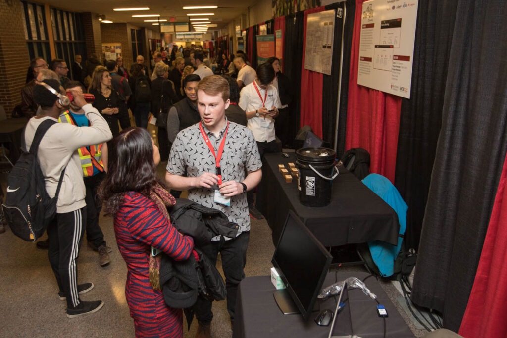 Students at a trade show 