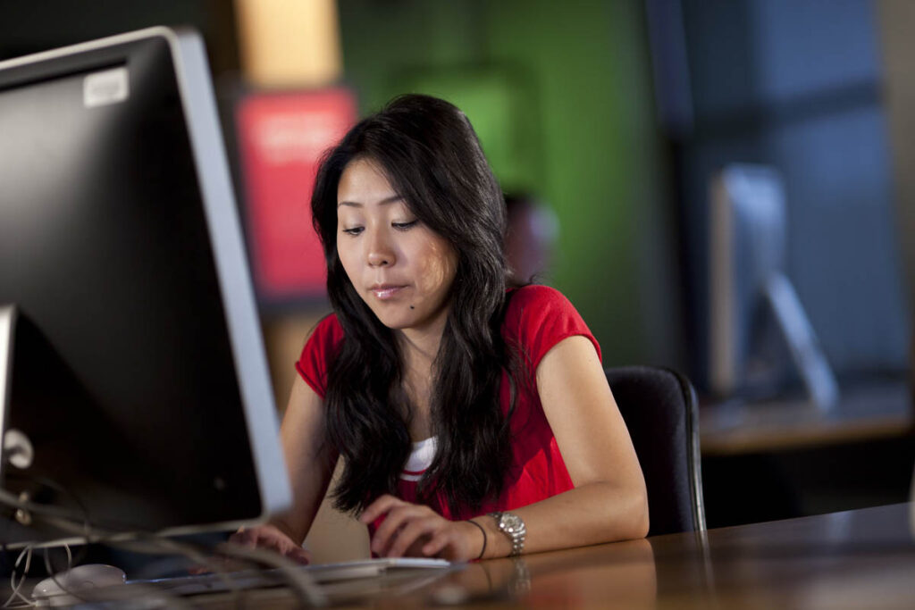 Woman working on computer