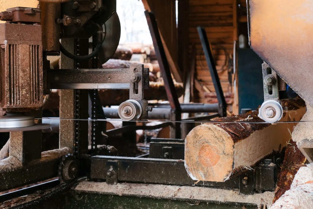 Log being milled