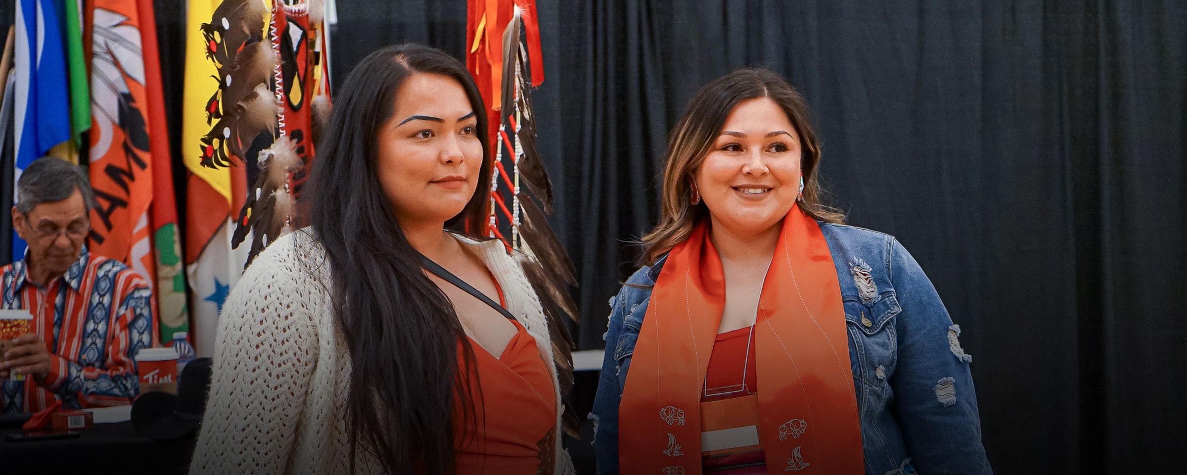 Two women at Indigenous graduation ceremony