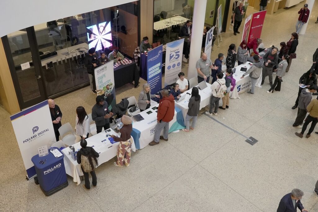 Aerial shot of a student conference