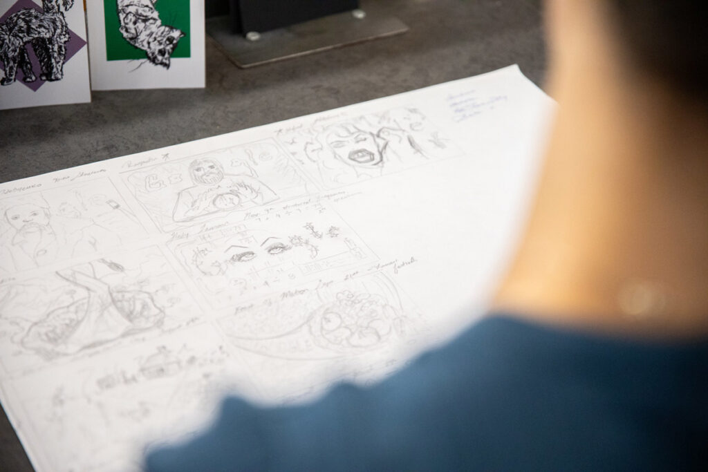 A storyboard sketch from an RRC Polytech student
