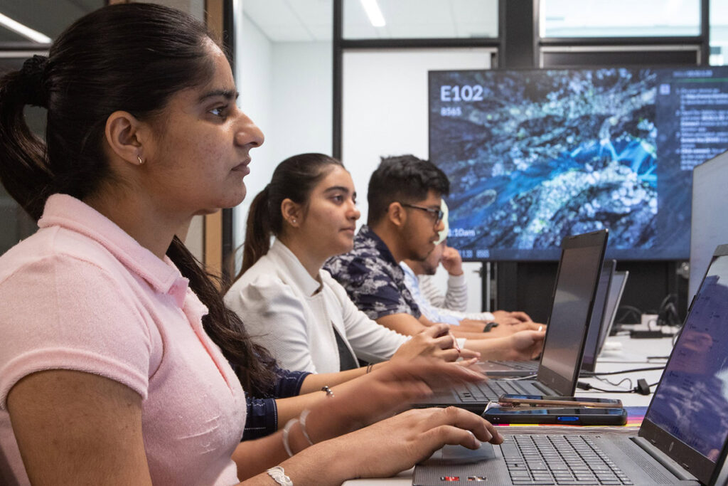 Student looking at computer screen