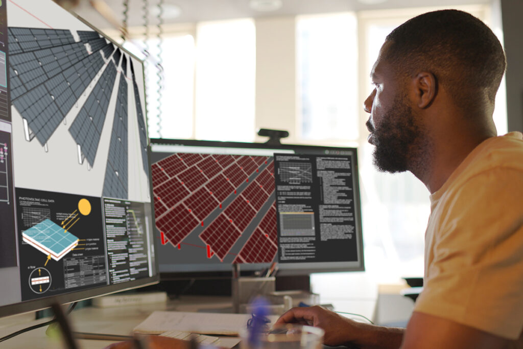 Students using software application.