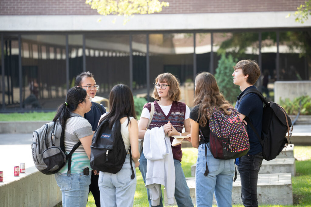 Campus activities featuring group of students outdoors
