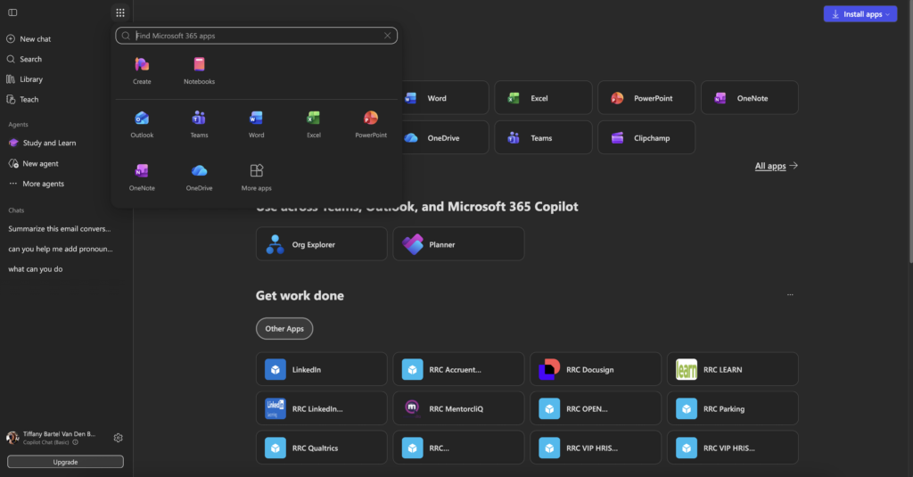 Screenshot of Office 365