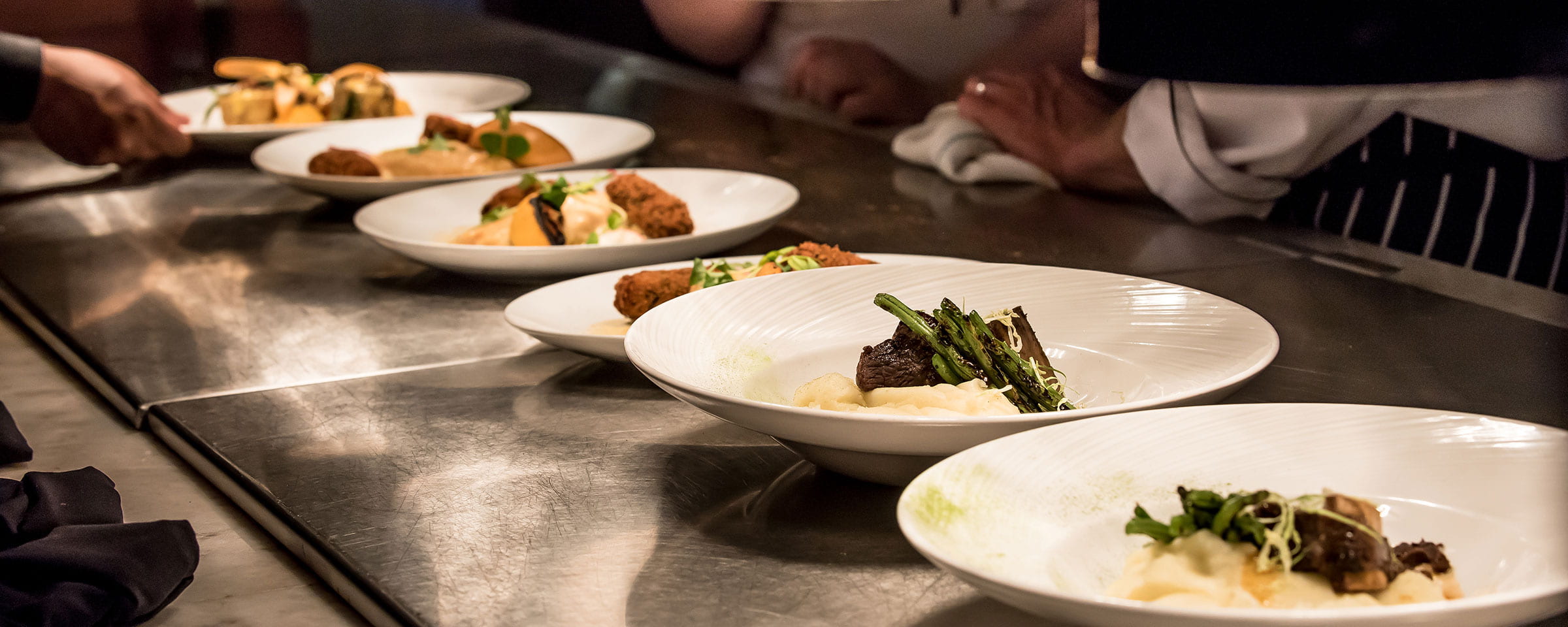 Food on plates at a restaurant