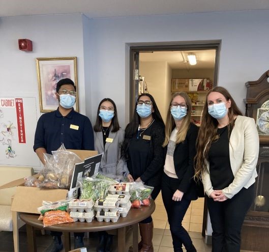 Nursing students with just some of the donations from Agape Table for their site.
Students: Nate Abarca, Kaye Aguilar, Jasmeen Sohal, Stephanie Ross and Julie Dow