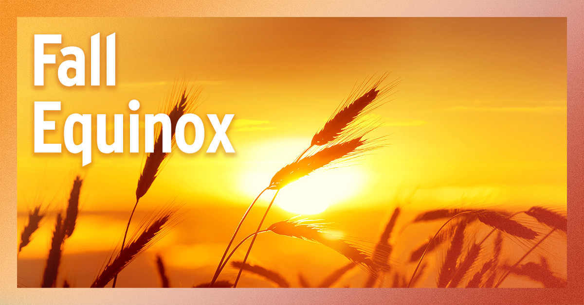 Sunset with Prairie Grasses. Text reads: "Fall Equinox"