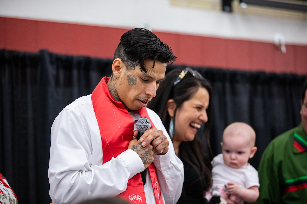 Speaker at a pow-wow event