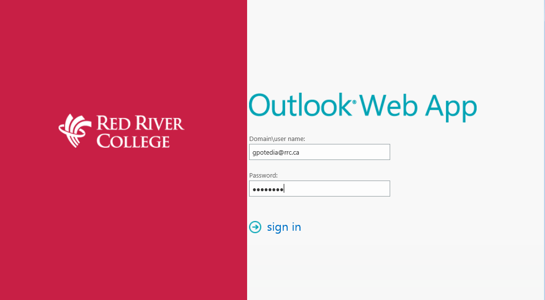 Log on to staff email Red River College Information Technology Solutions