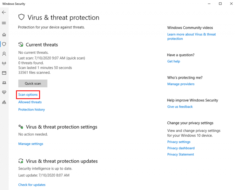 Perform a virus scan Windows 10 Red River College Information