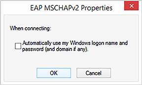 EAP MSCHAPv2 Properties window