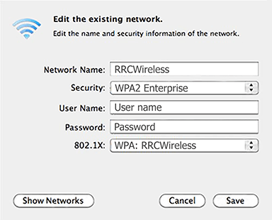 Edit the existing network menu