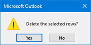 click ok to delete selected rows