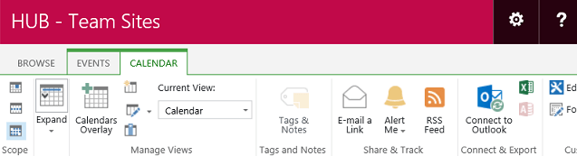 calendar tab – connect to outlook button