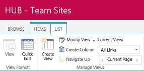 list tab – current view drop-down – modify view