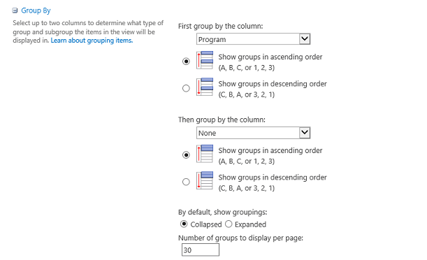group by – expand/collapse options