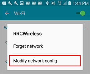 tap Modify network config