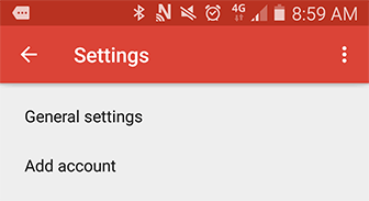 settings screen – account settings button