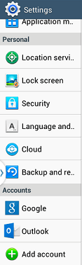 Settings window - Add Account button