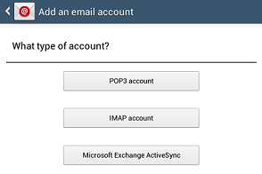 Add an email account window - Exchange button