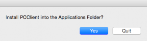 click yes to install the pccclient